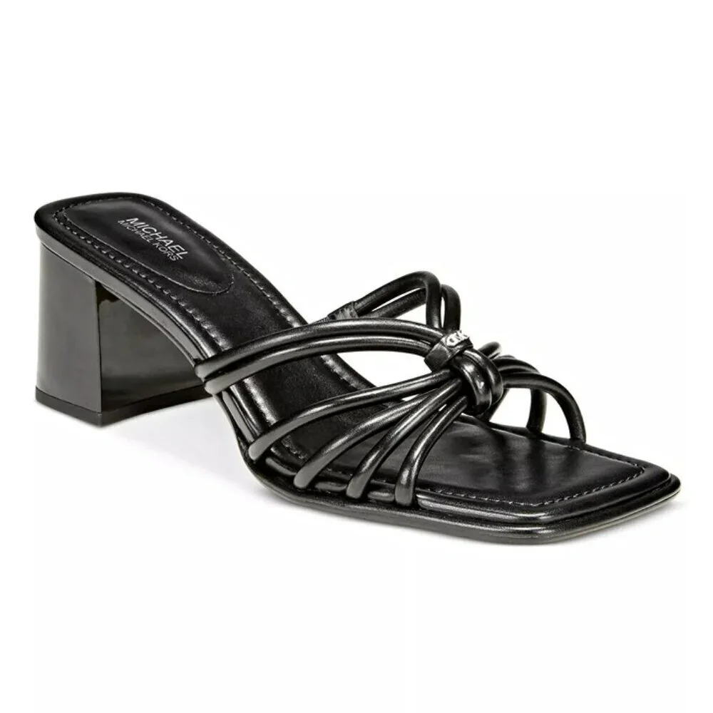 Michael Kors Women's Astra Black Leather Strappy Sandals Size 6.5 (MSRP $145)